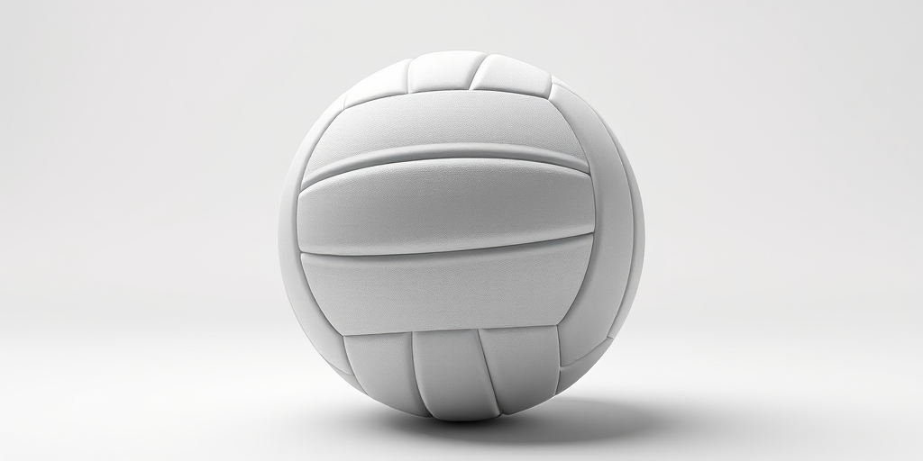 Create a realistic 3D rendering of a volleyball, captured with a Canon EOS R5 camera, 50mm lens, f/2.8 aperture, ISO 100, in a studio setting with soft diffused lighting and a plain background for enhanced clarity.