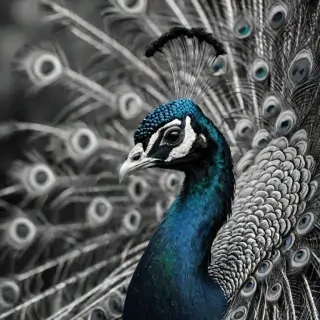 peacock black and white