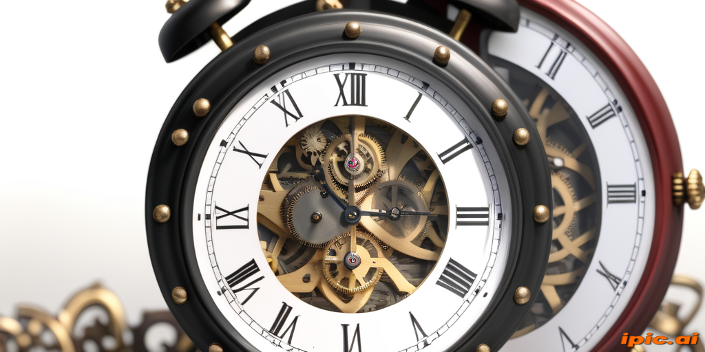 Intricate Design of Vintage Clock with Exposed Gears and Roman Numerals