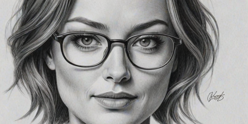 Pleasing Olivia Wilde, pencil sketch, portrait of Lovely woman 1936s in glasses, hair style beatnik, outline, clear lines, fine lines, 8k