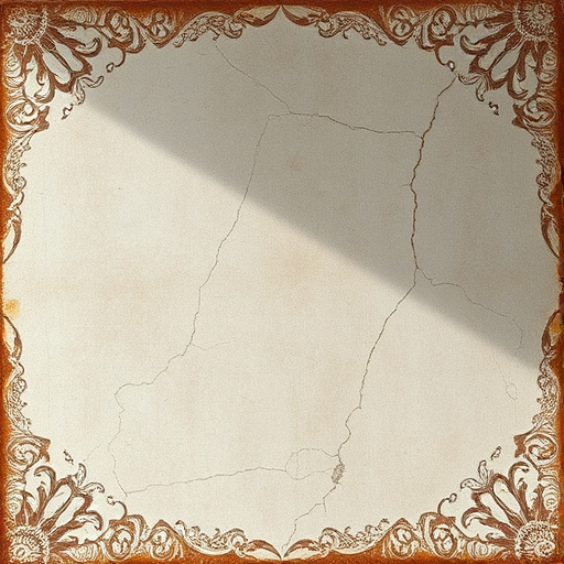 Generate a high-resolution texture image with a vintage antique background featuring subtle cracks and a lace-like border, shot with a Canon EOS R5 at ISO 200, f/8 aperture, 50mm lens, in soft natural lighting from the side to enhance textures and details.