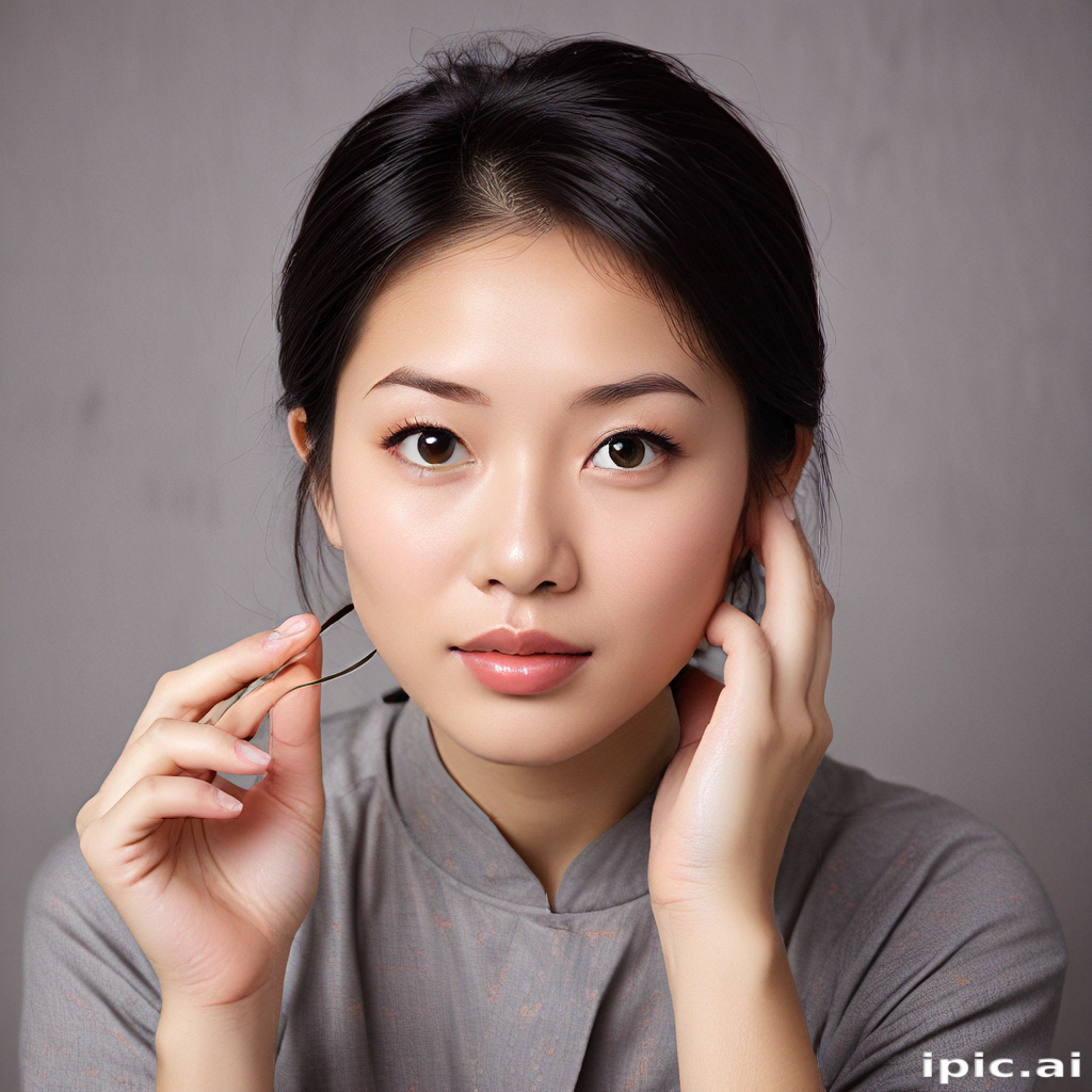 Elegant Portrait of a Young Woman with Natural Makeup and Graceful Pose