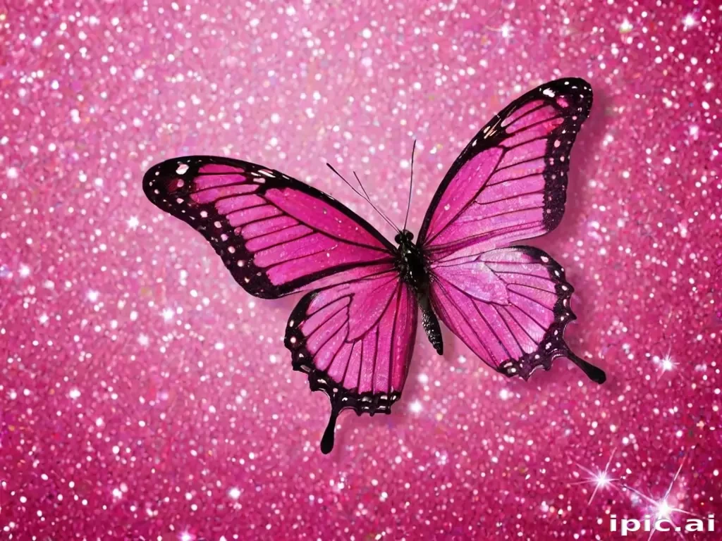 glitter pink butterfly wallpaper