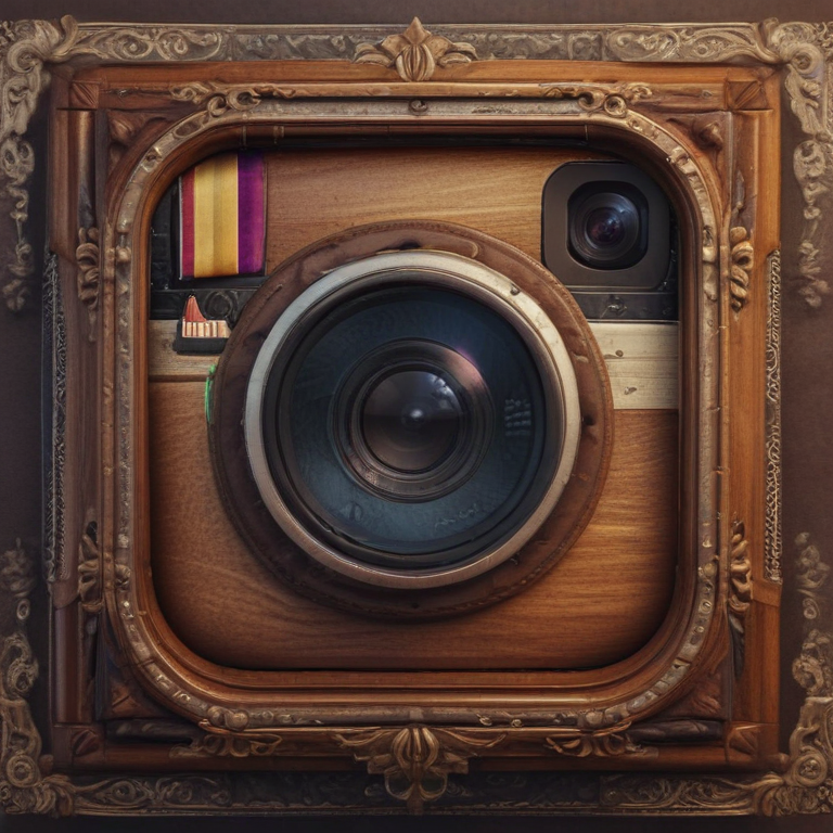 Artistic Representation of the Instagram Logo Framed in Vintage Style