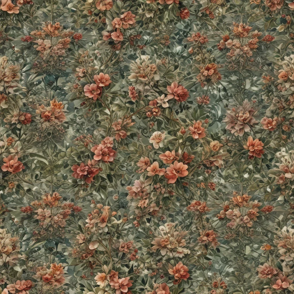 Intricate Floral Pattern Featuring Vibrant Blooms and Lush Greenery Design