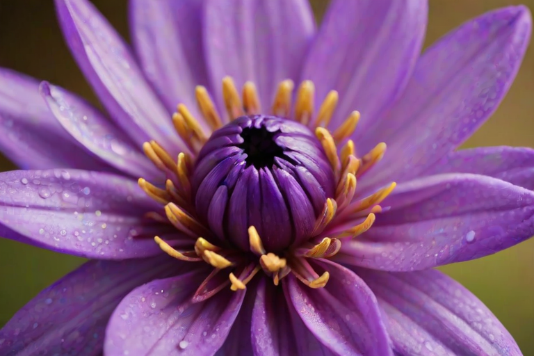 create a close-up image of a vibrant purple flower with intricate petal details and a soft blurred background