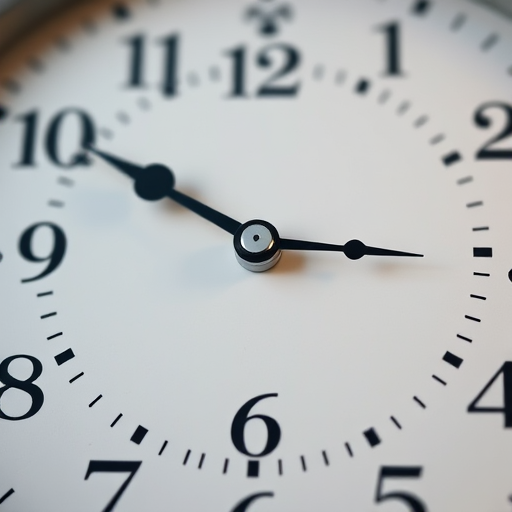 Create a high-resolution close-up image of a clock face showing the time at 10:10 with clear numbers and hour markers, using a DSLR camera, 50mm lens at f/1.8, ISO 100, 1/125s shutter speed, natural light for enhanced clarity and texture.