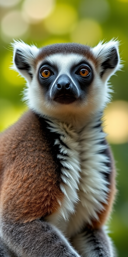 portrait of a lemur with sharp focus and soft bokeh background, 85mm lens, f/1.8 aperture, ISO 200, natural lighting, shot with a DSLR camera