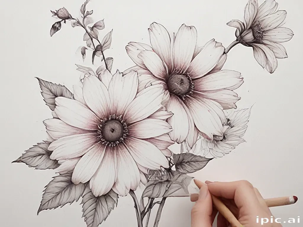flower aesthetic drawings