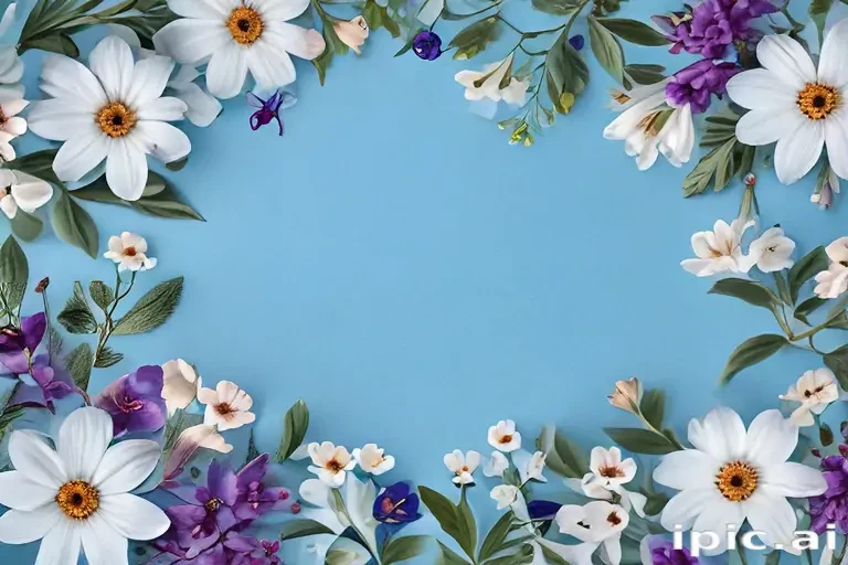 blue background with flowers