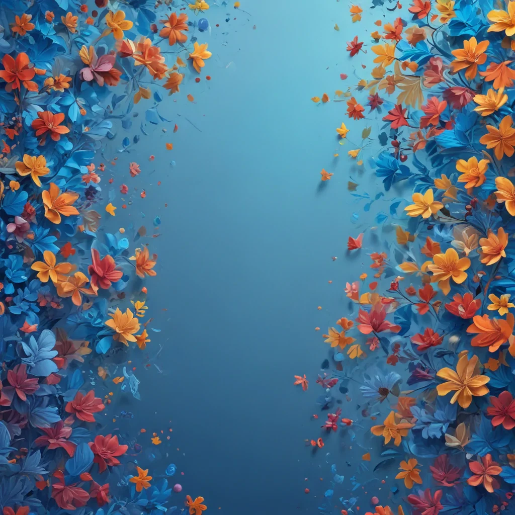Vibrant Floral Border with Colorful Blooms Against a Tranquil Blue ...