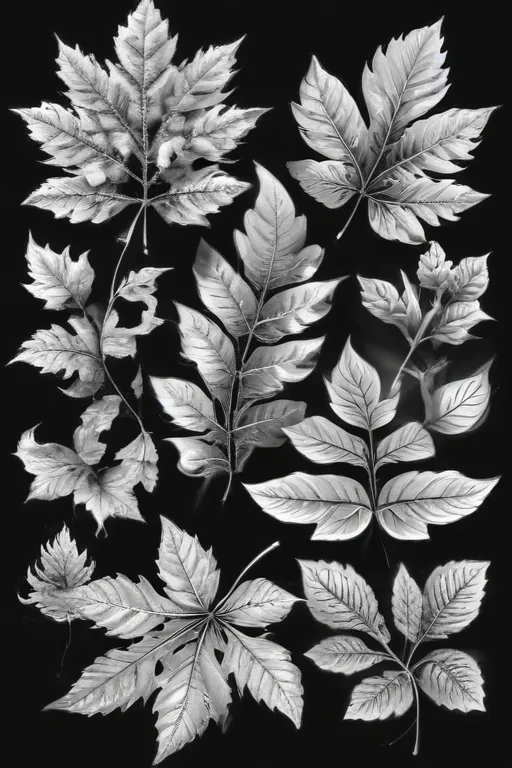 leaves clip art black and white