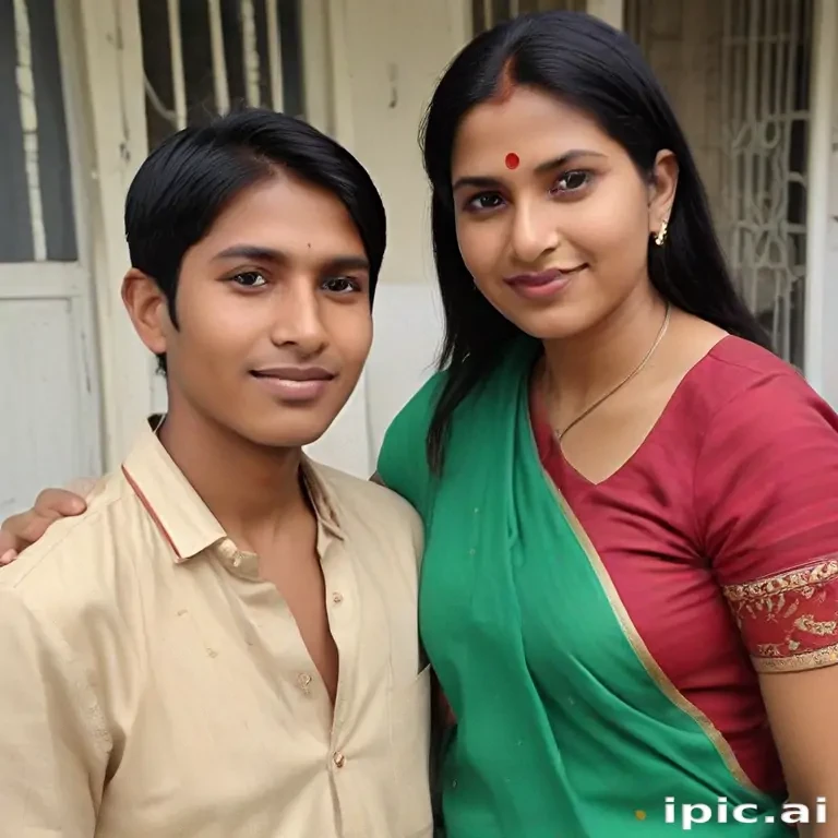 mom and son indian