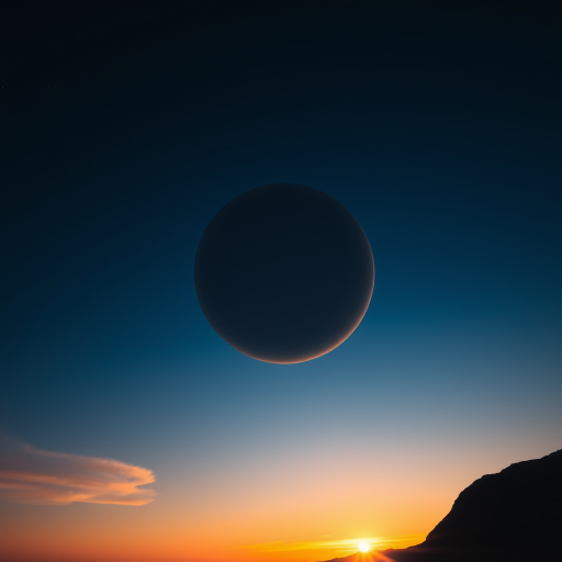 Create an image of a distant planet at sunset with vibrant orange and yellow hues in the atmosphere, featuring a starburst effect near the horizon, taken with a DSLR camera at ISO 100, f/8 aperture, 1/250 sec shutter speed, wide-angle lens, and a low-angle view to capture the expansive sky.