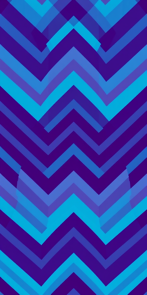 Pattern design of zigzag stripes in bright turquoise and deep purple, high resolution, ISO 100, f/4 aperture, 35mm lens, top-down view, digital art style, add texture for depth.