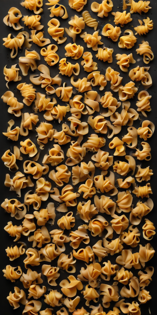An Abundant Display of Twisted Pasta Shapes Arranged Neatly on a Black ...