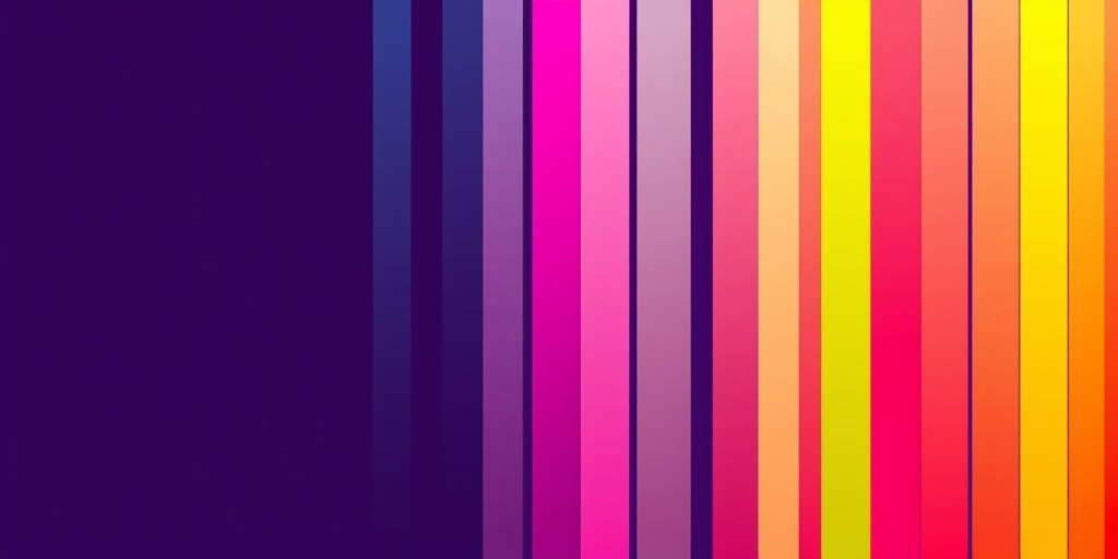 Create an abstract colorful vertical striped pattern with vibrant hues of blue, pink, yellow, and green on a dark purple background, using a high-resolution digital camera, with a focal length of 50mm, aperture set to f/5.6, and ISO 200 for enhanced clarity and depth of field.