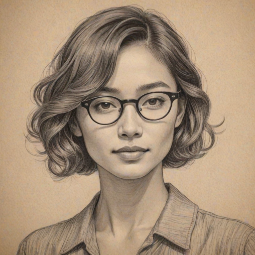 Bewitching Manny Jacinto, pencil sketch, portrait of Lovely woman 1925s in glasses, hair style beatnik, outline, clear lines, fine lines, 8k