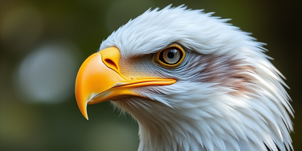 Regenerate a close-up image of a bald eagle with sharp focus, using a DSLR camera with a 200mm lens, aperture set to f/2.8, shutter speed at 1/500s, and ISO 100, capturing vibrant colors and fine details in soft natural light.