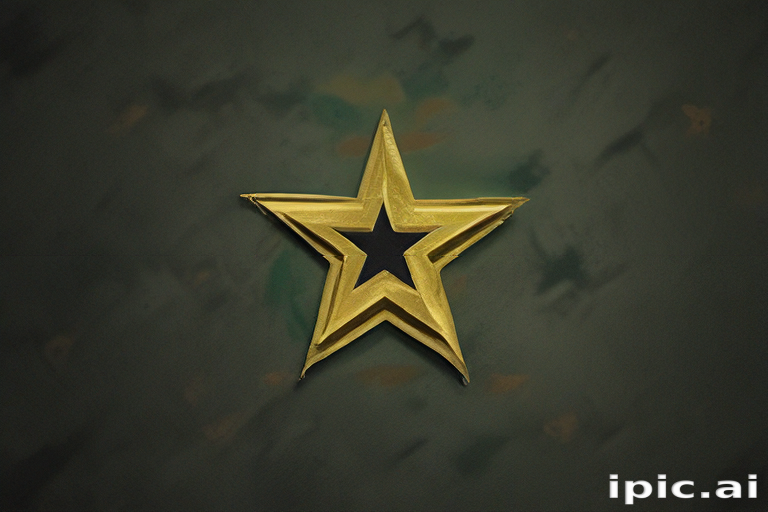Stylized Golden Star Emblem on a Dark Green Background