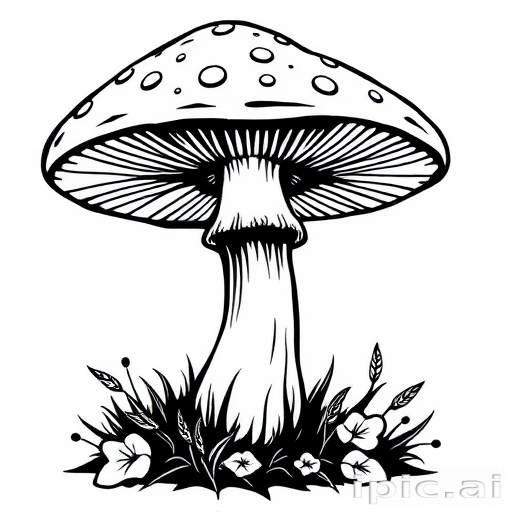 mushroom clip art black and white