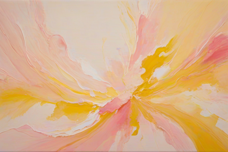 create an abstract painting with soft, blended strokes in warm shades of yellow, cream, and light pink, emphasizing a luminous and ethereal quality