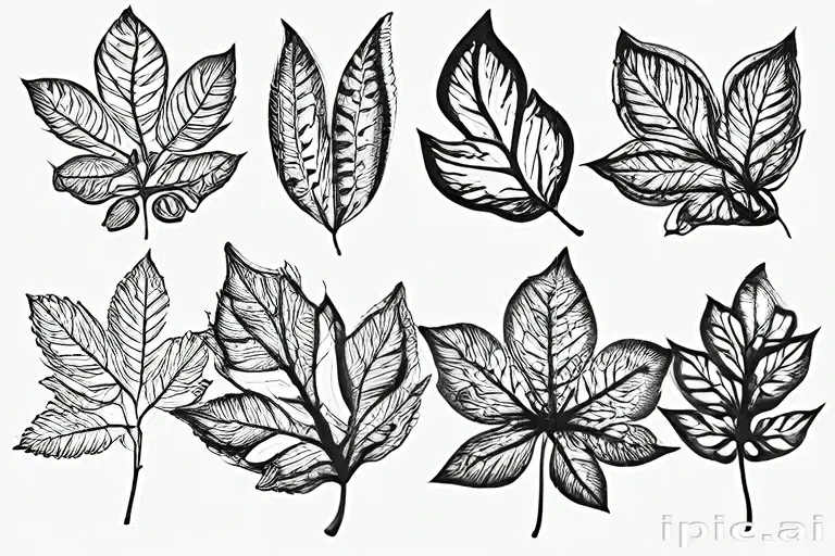 leaves clip art black and white
