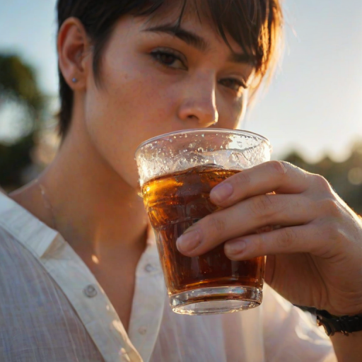 detailed edges, detailed image, perfection style, A detailed and A perfect photo of a side view of a person drinking a glass of soda outdoors, hand focus, cinematic hand, best hand, better hand, awesome hand, different hand, 1girl, solo, shirt, black hair, holding, white shirt, upper body, blurry, cup, depth of field, blurry background, holding cup, close-up, lens flare, drinking glass, realistic, drink, drinking, bokeh, perfection, different color, perfect color, realistic, realism, detailed background, perfect background, different background, alcohol, perfect style, perfection style, detailed style, short hair, male focus, from side, fingernails, head out of frame