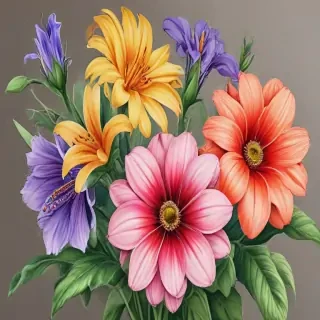 drawings of flowers in color