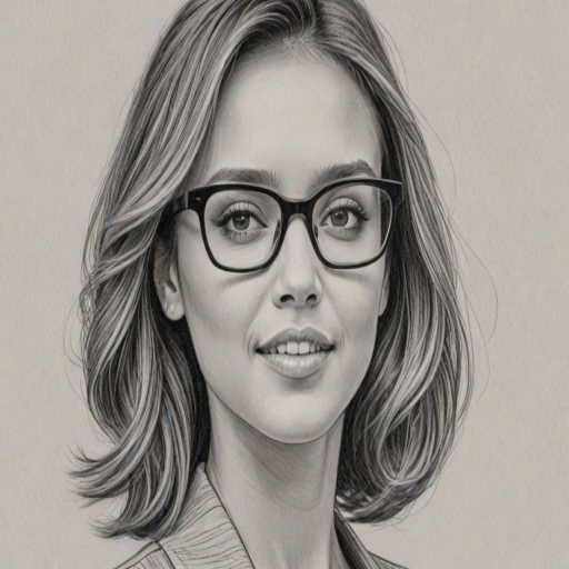 Radiant Jessica Alba, pencil sketch, portrait of Beauteous woman 1949s in glasses, hair style beatnik, outline, clear lines, fine lines, 8k