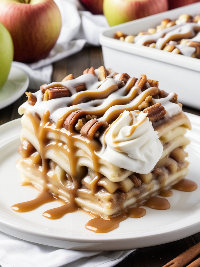 caramel apple cinnamon roll lasagna