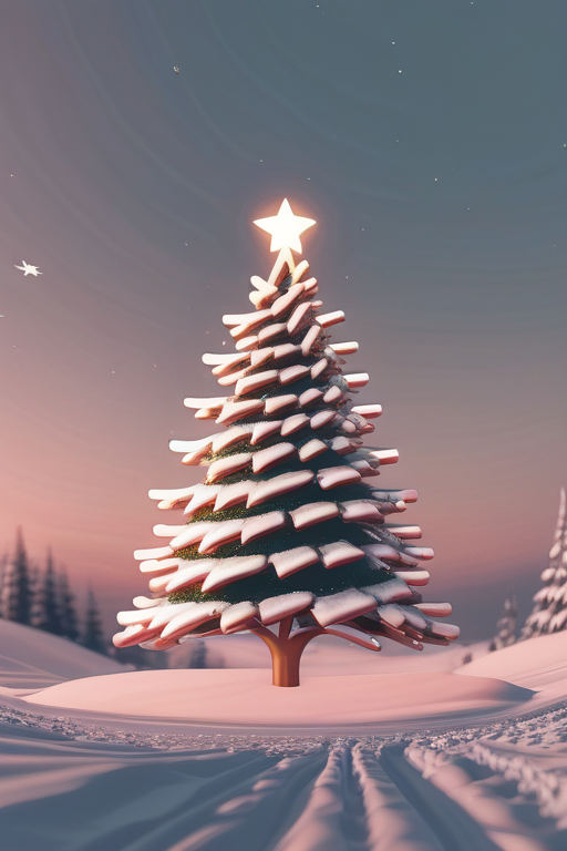 A Beautifully Decorated Christmas Tree Glowing Brightly in Winter ...