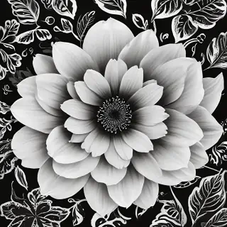 black and white flower png