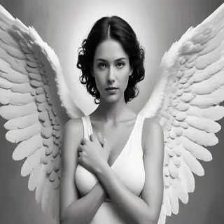 black and white angel