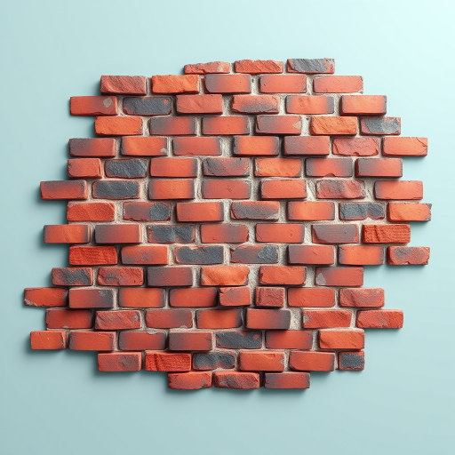 regenerate a 3D illustration of a brick wall with a focus on texture and color, using a Canon EOS 5D Mark IV with a 50mm lens at f/4, ISO 100, shot from a slightly elevated angle to enhance depth and detail