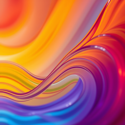 vibrant abstract waves of color flowing in a gradient pattern, high detail, macro lens, f/2.8 aperture, 1/125s shutter speed, ISO 100, soft focus background, warm lighting, 50mm prime lens