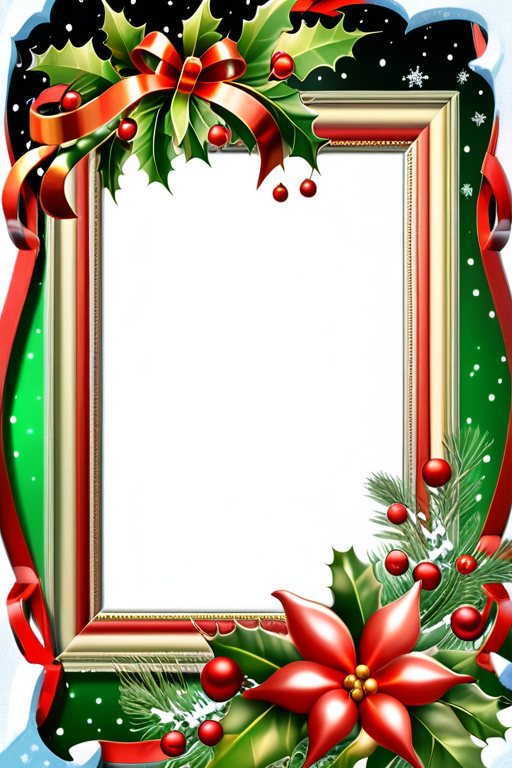 Festive Holiday Frame Adorned with Bright Red Bows and Cheerful Decorations