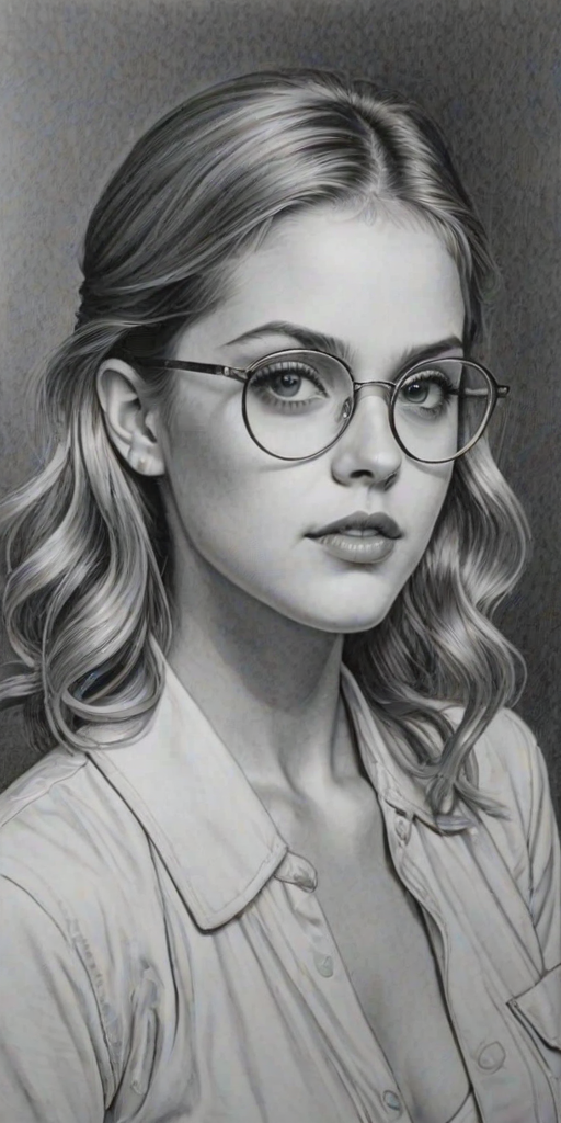 Dazzling Anne Winters, pencil sketch, portrait of Captivating woman 1932s in glasses, hair style beatnik, outline, clear lines, fine lines, 8k