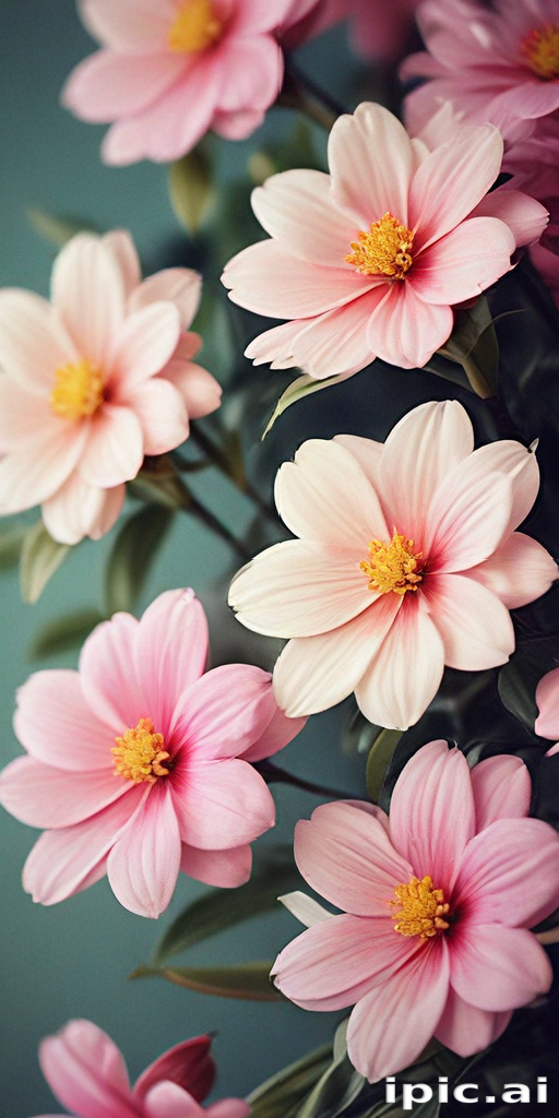 Delicate Pink Flowers Blooming Gracefully Against a Soft Green Background