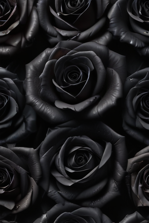Elegant Arrangement of Deep Black Roses in a Dark Background