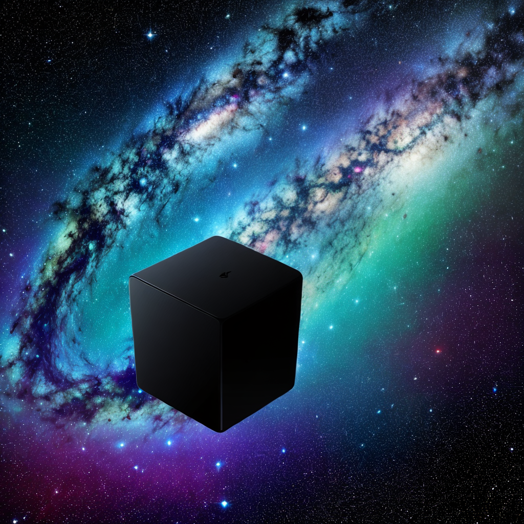 black cube on space background