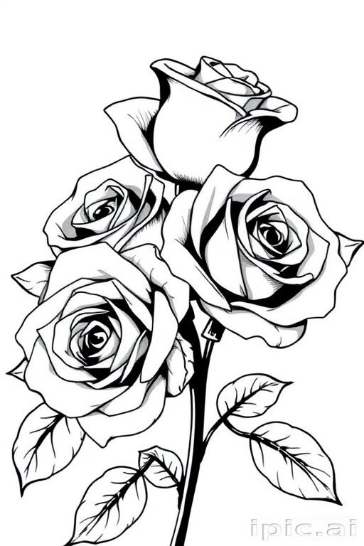 roses clipart black and white