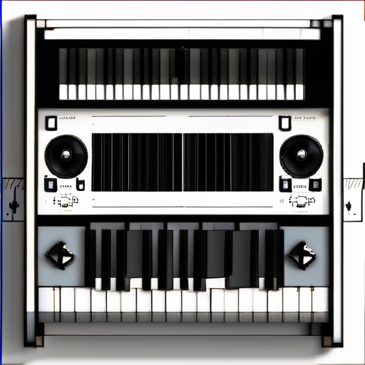 Stylish Modern Keyboard Interface with Piano Keys and Turntables Design