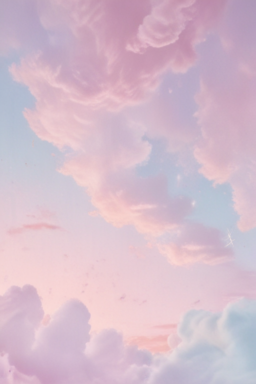 Dreamy Pink and Blue Clouds in a Serene Sunset Sky