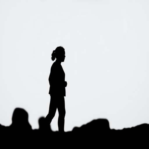 Generate an abstract black silhouette design, camera settings: ISO 100, f/8, 1/125s, camera view: close-up, camera style: high contrast, camera type: DSLR.