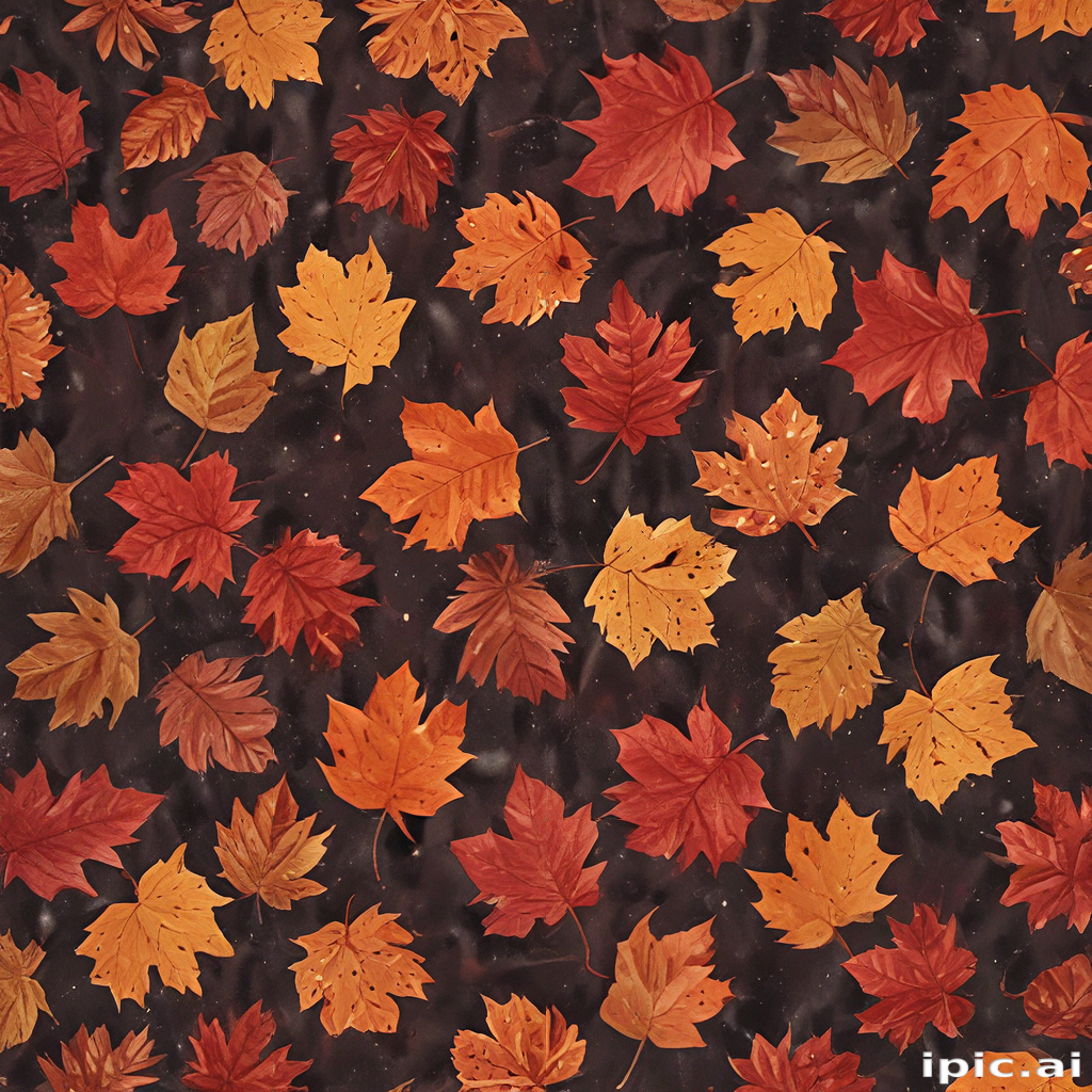 Autumn Leaves Dancing on a Dark Background in Vibrant Colors