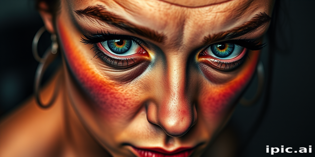 Photorealistic color portrait tattoo called "Timeless Gaze" capturing every nuance of facial features with lifelike shading and vivid hues to create a stunning three-dimensional effect