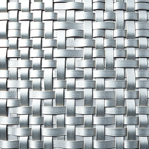 generate a high-resolution image of a woven tile pattern in a glossy silver finish, camera settings: f/8, ISO 100, shutter speed 1/125s, camera view: top-down perspective, camera style: product photography, camera type: DSLR