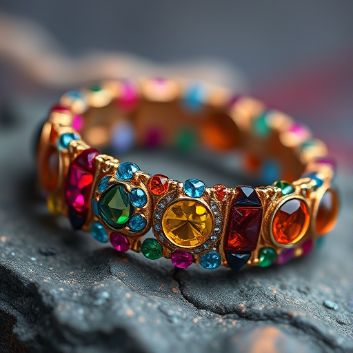 Macro shot of a colorful gemstone bracelet with a blurred background, aperture f/2.8, shutter speed 1/125, ISO 100, taken with a DSLR camera using a 100mm macro lens, natural lighting.