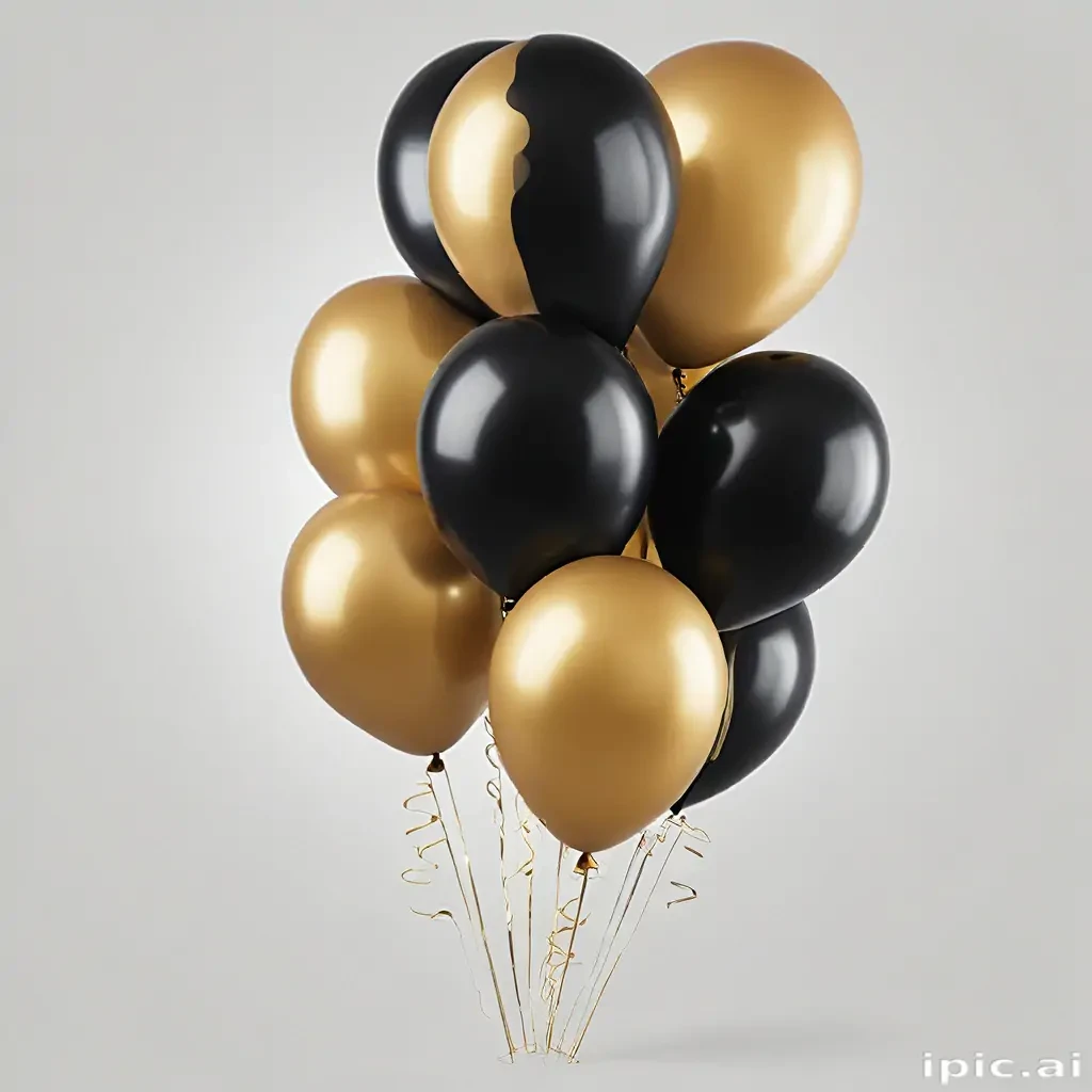 black and gold balloons png